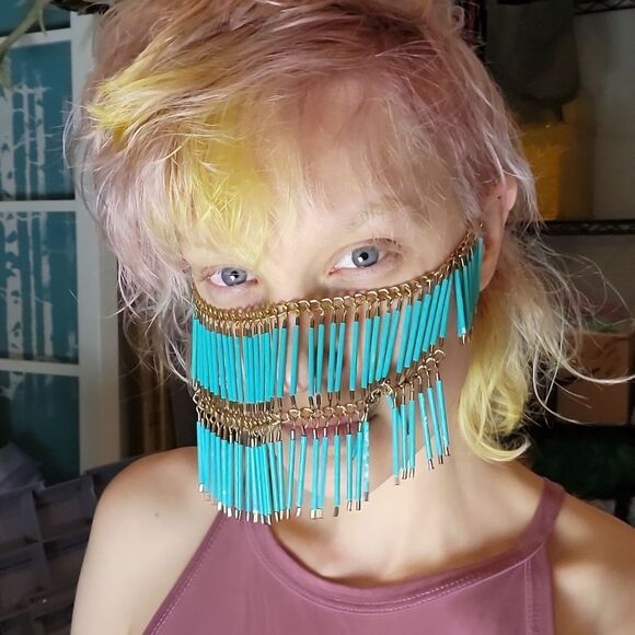 Vintage Y2K Belly Dance Festival  Fringe face chain - Picture 2 of 3